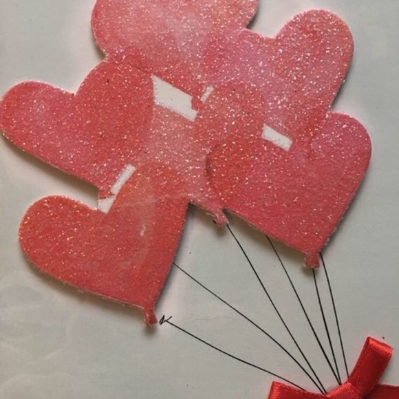 3 Greeting Cards Handmade Blank Envelopes Glitter Balloons Ribbon Cupcake Arrows - Picture 3 of 11